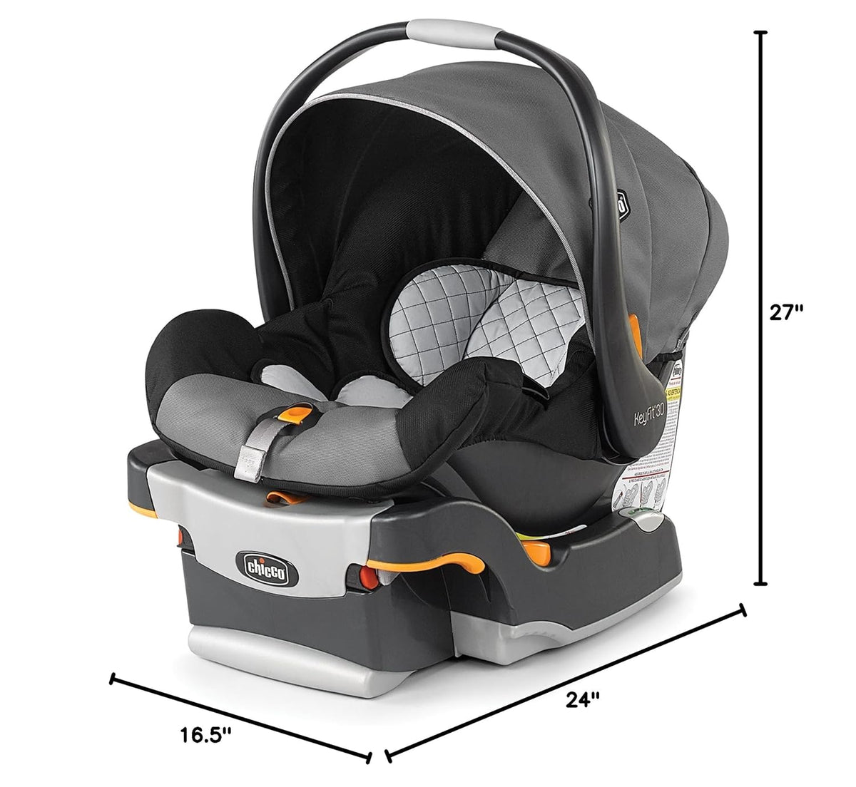 Chicco KeyFit® 30 Infant Car Seat and Base, Rear-Facing Seat for Infants 4-30 lbs., Infant Head and Body Support, Compatible with Chicco Strollers, Baby Travel Gear | Orion/Grey