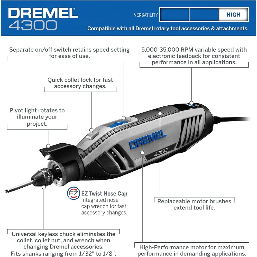 Dremel Rotary Tool Kit (4300) and Flex Shaft Attachment (225-02)