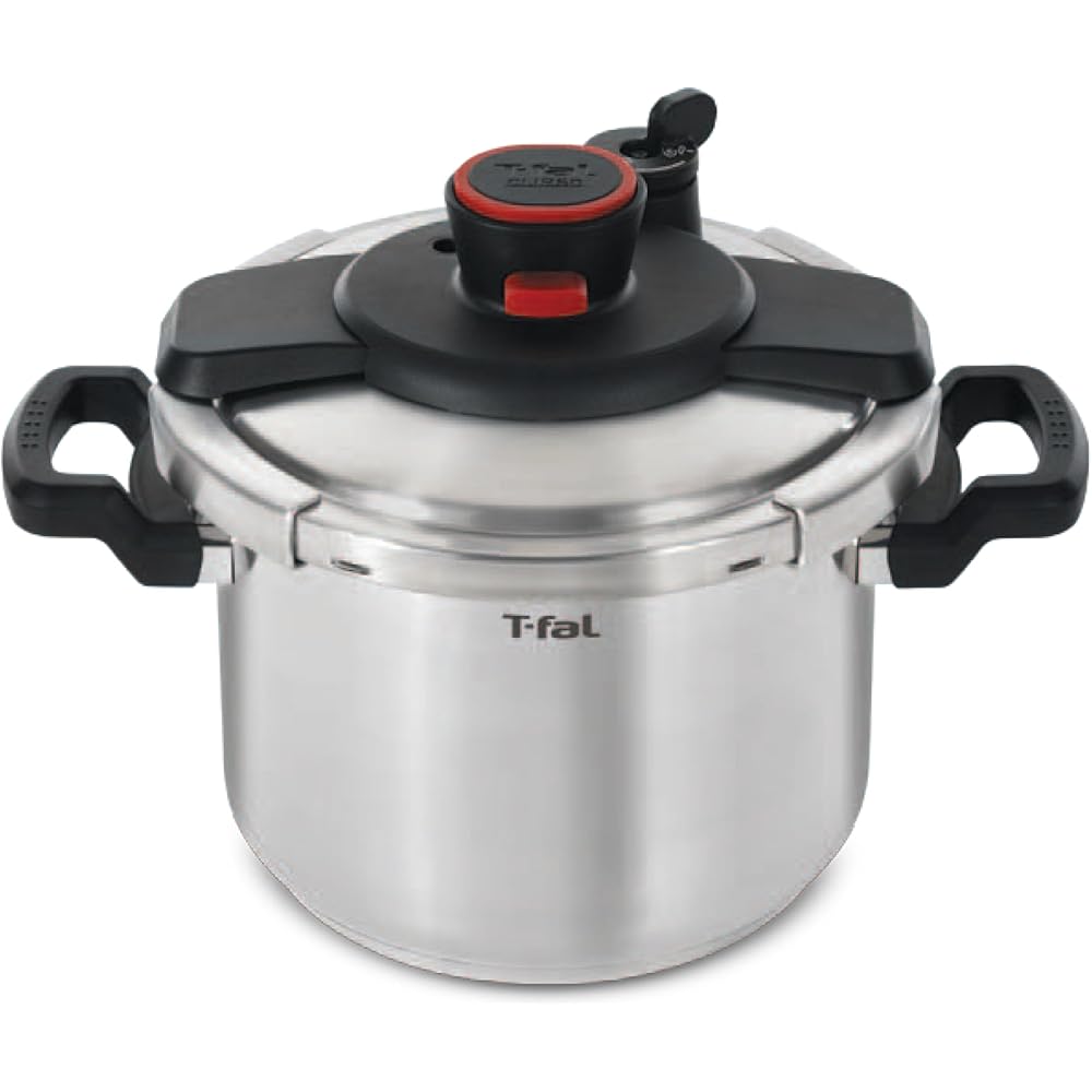 T-fal Clipso Stainless Steel Pressure Cooker 6.3 Quart, Induction, Secure locking System, One Hand System, Recipe Book Included, Cookware, Pots and Pans, Kitchen, Dishwasher Safe, Silver