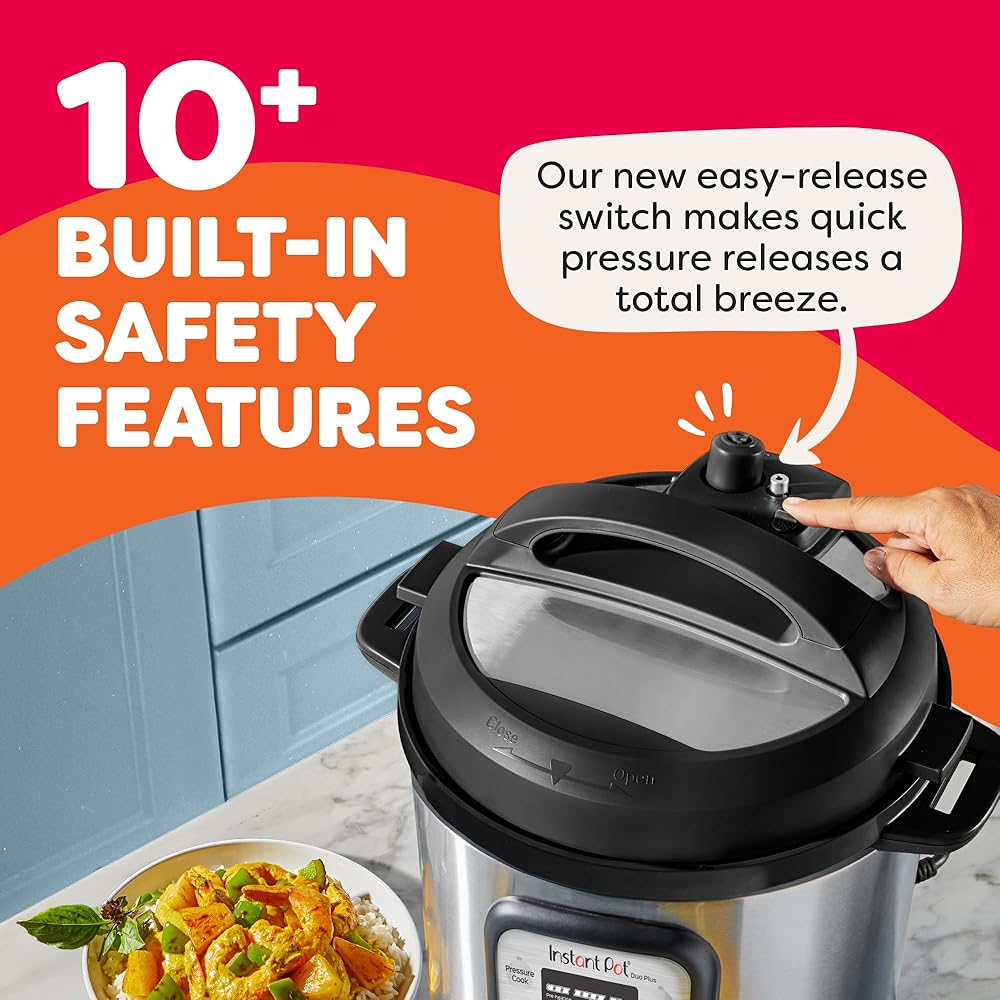 Instant Pot Duo Plus 9-in-1 Multicooker, Pressure Cooker, Slow Cook, Rice Maker, Steamer, Sauté, Yogurt, Warmer &amp; Sterilizer, Includes App With Over 800 Recipes, Stainless Steel, 6 Quarts