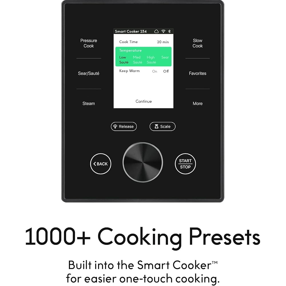 CHEF iQ Smart Pressure Cooker with WiFi and Built-in Scale Easy-to-Use 10-in-1 Multicooker with 500+ Guided Recipes Rice Cooker, Slow Cooker, Instant Meals for Foodies 6 Quart Family Size
