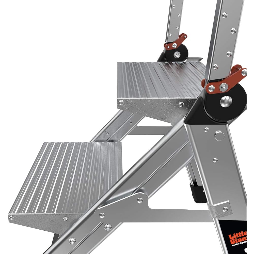 Little Giant Ladders, Jumbo Step, 2-Step, 2 foot, Step Stool, Aluminum, Type 1AA, 375 lbs weight rating, (11902), Silver