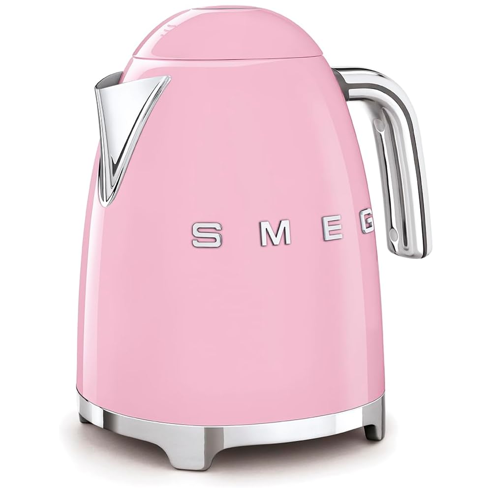 SMEG 50's Retro Style Electric Water Kettle with Automatic Shutoff, Removable Base, and Water Indicator, KLF03PKUS, Pink