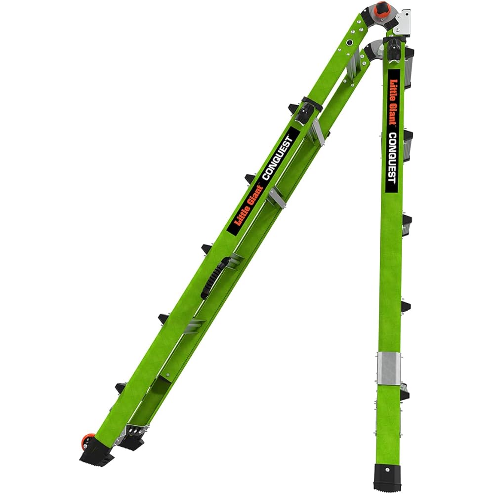 Little Giant Ladders Systems Conquest 2.0, M22, 22ft, Multi-Position Ladder, Fiberglass, Type 1A, 300 lbs Weight Rating, (17122-001), Green