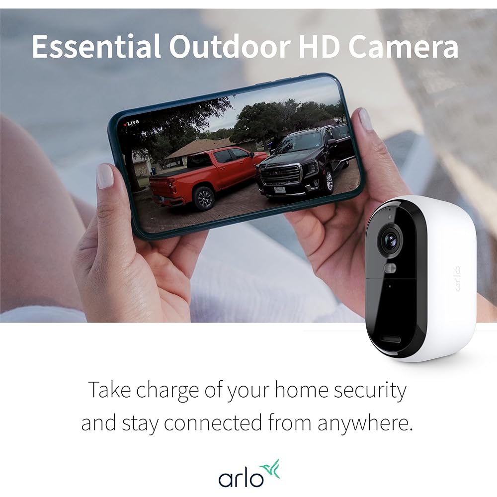 Arlo Essential Security Camera 1080p HD | Outdoor Indoor | 2nd Gen | Wireless with Spotlight, 2-Way Audio, Color Night Vision, Live Stream, Real Time Notifications, Wide Angle White, 3 Cameras