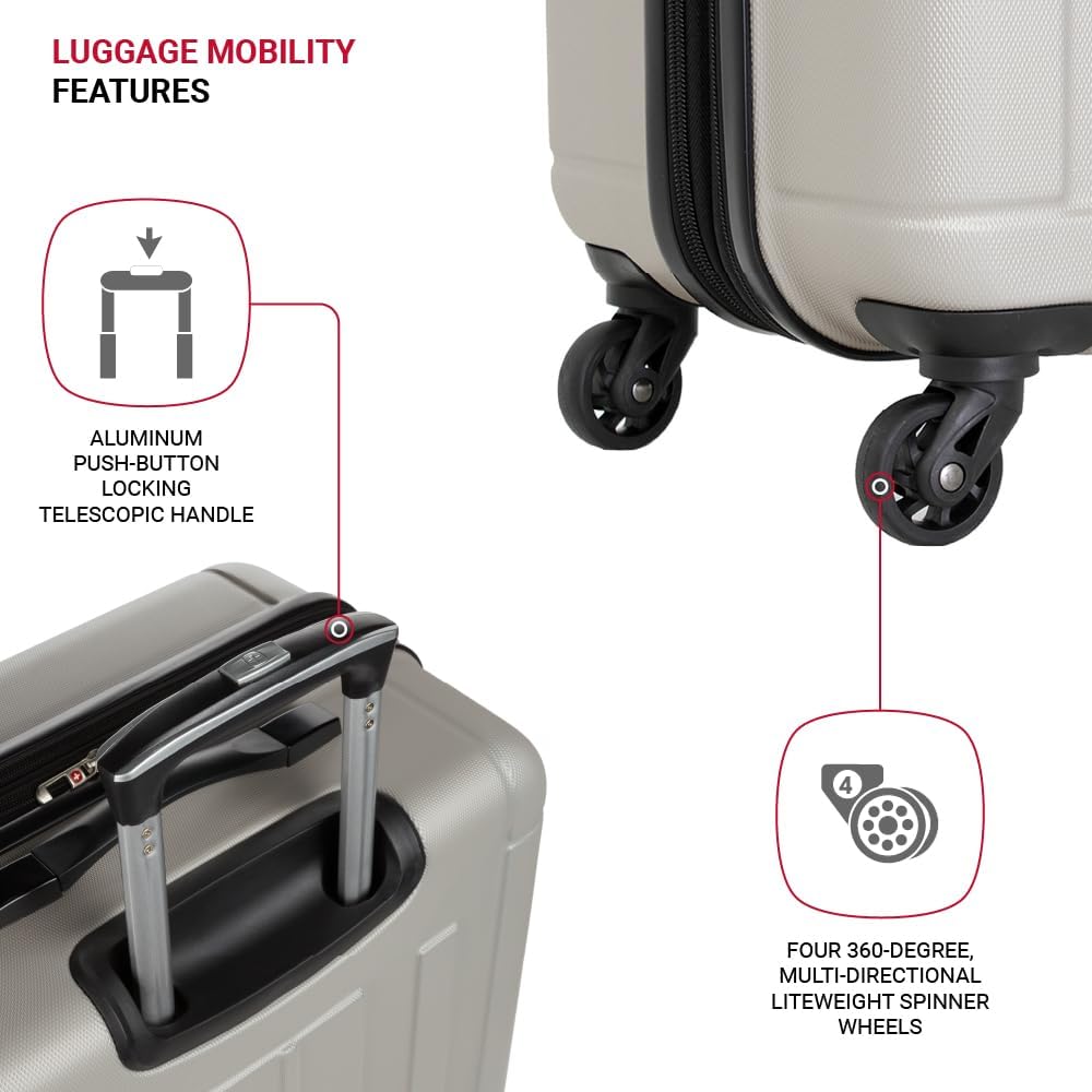 | SwissGear 6297 Hardside Expandable Luggage with Spinner Wheels, Silver, 3-Piece Set (18/23/27) | Suitcases