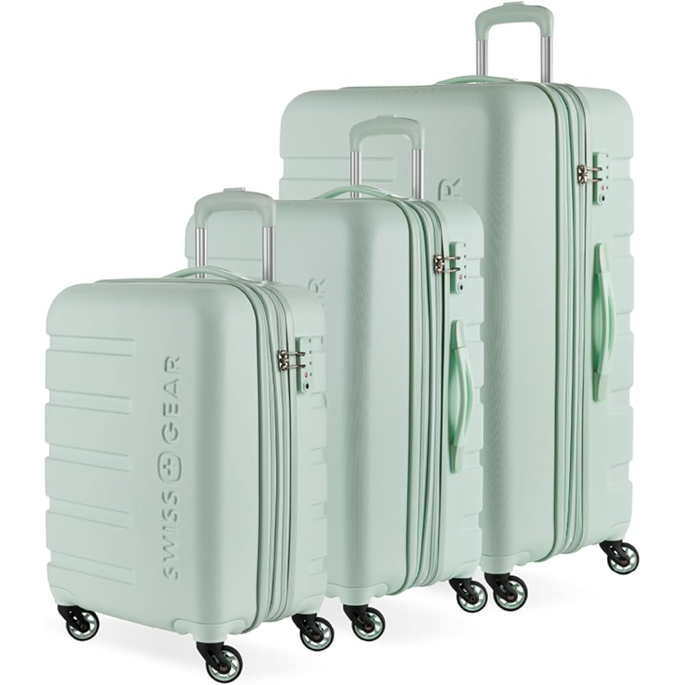 | SwissGear 7366 Hardside Expandable Luggage with Spinner Wheels, Clearly Aqua, 3-Piece Set (19/23/27) | Carry-Ons