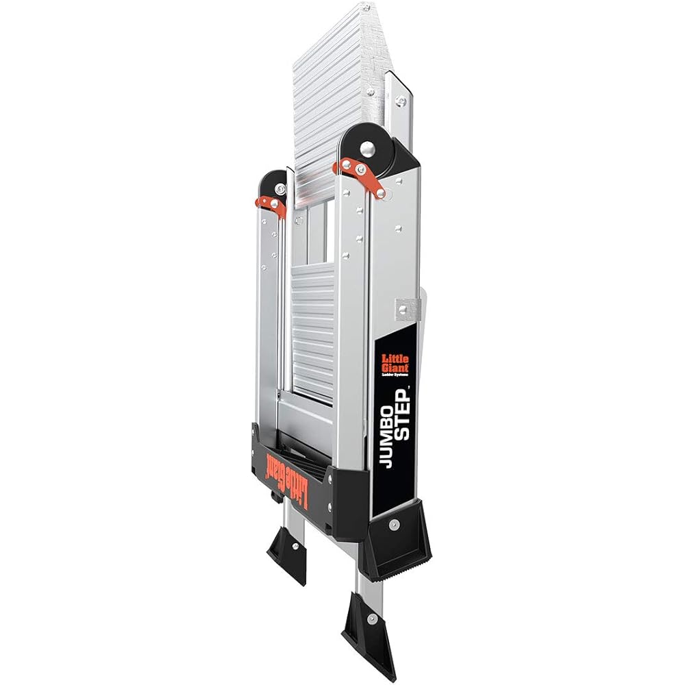 Little Giant Ladders, Jumbo Step, 2-Step, 2 foot, Step Stool, Aluminum, Type 1AA, 375 lbs weight rating, (11902), Silver