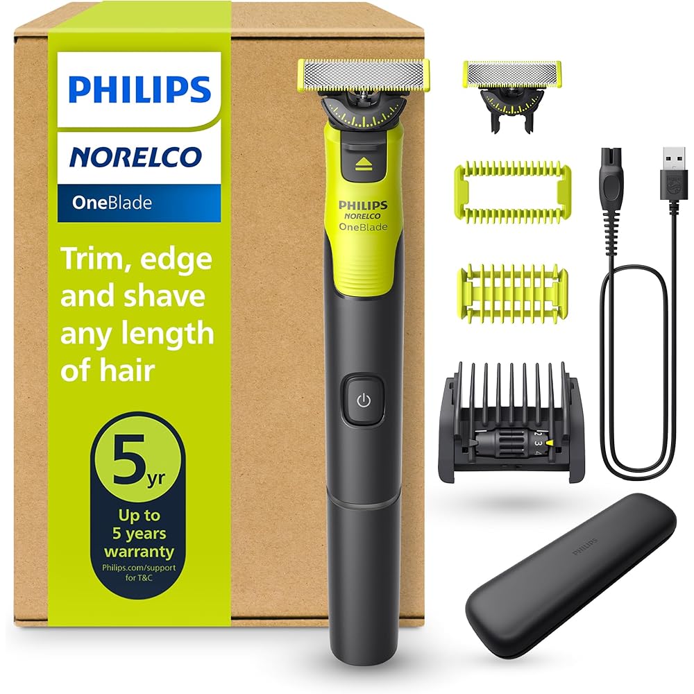 Philips Norelco OneBlade 360 with Connectivity Hybrid Face + Body, Electric Beard Trimmer, Shaver and Body Groomer with 360 Blade Tech, 1x360 Blade, 5-in-1 Comb, Body Kit, Travel Case, Model QP4631/90