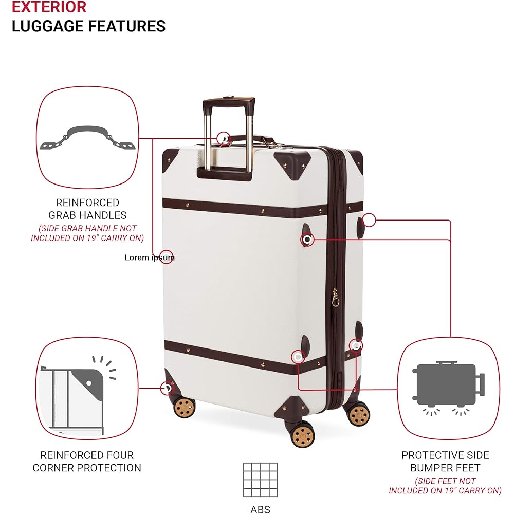 | SwissGear 7739 Hardside Luggage Trunk with Spinner Wheels, White, 2-Piece Set (19/26) | Suitcases