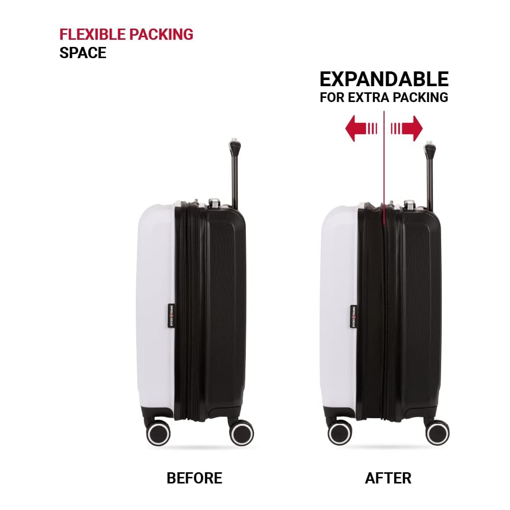 | SwissGear Duet Hardside Expandable Luggage with Spinner Wheels, Black/White, 3-Piece Set (19/24/28) | Suitcases