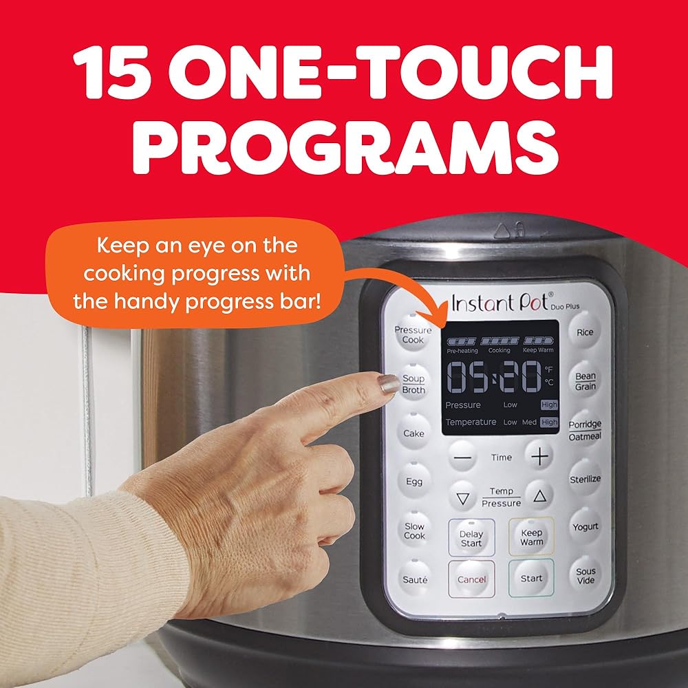 Instant Pot Duo Plus 9-in-1 Multicooker, Pressure Cooker, Slow Cook, Rice Maker, Steamer, Sauté, Yogurt, Warmer &amp; Sterilizer, Includes App With Over 800 Recipes, Stainless Steel, 6 Quarts
