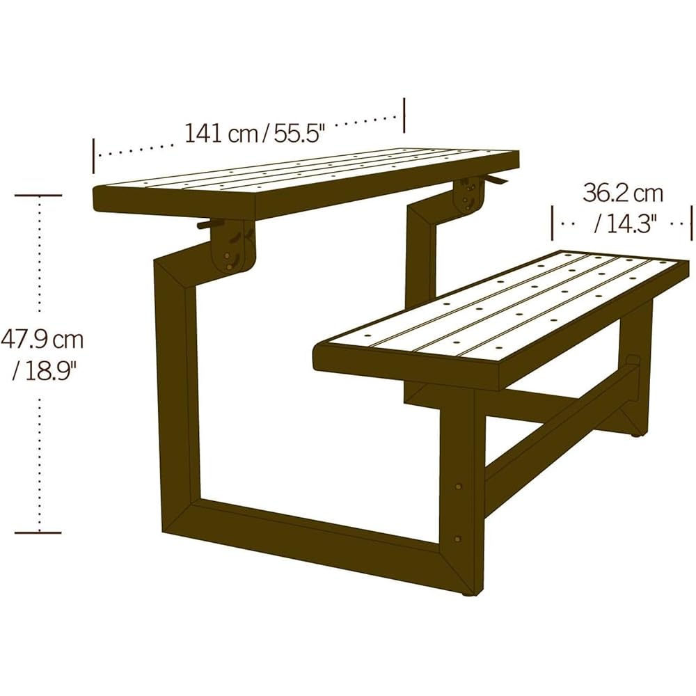 Lifetime 60139 Outdoor Convertible Bench, 55 Inch, Mocha Brown