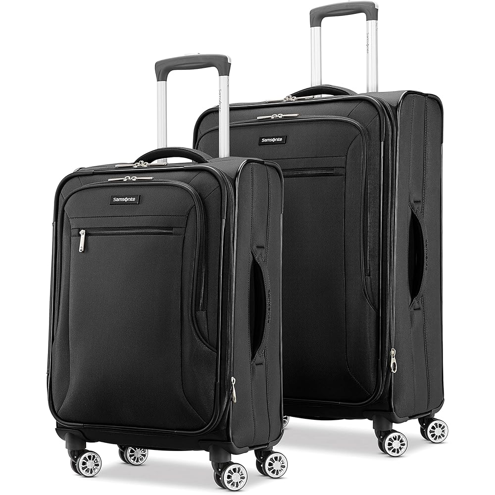 | Samsonite Ascella X Softside Expandable Luggage with Spinners, Black, 2PC SET (Carry-on/Medium) | Suitcases