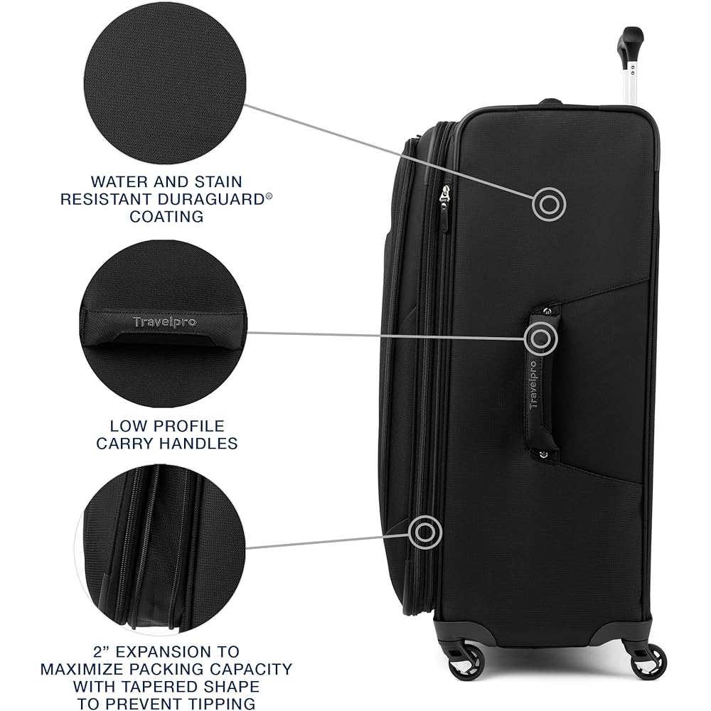 | Travelpro Maxlite 5 Softside Expandable Checked Luggage with 4 Spinner Wheels, Lightweight Suitcase, Men and Women, Black, Checked Large 29-Inch | Suitcases