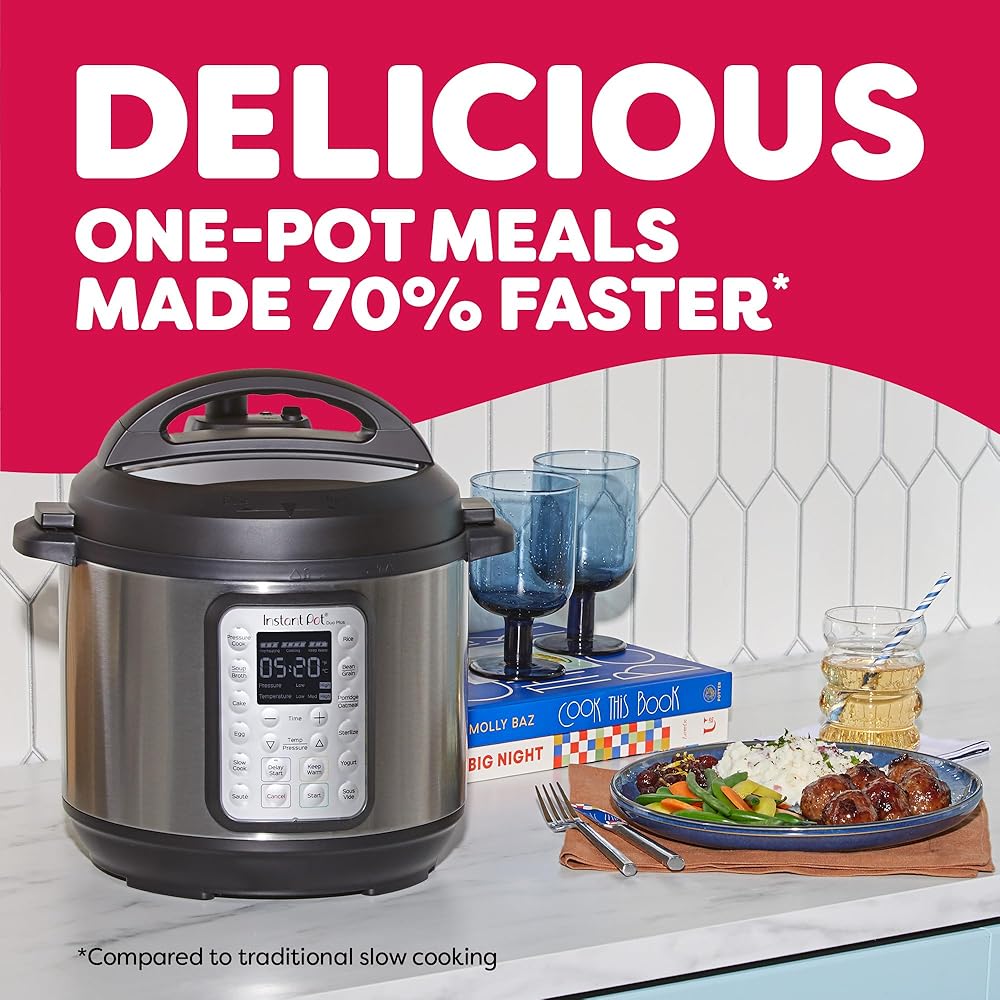 Instant Pot Duo Plus 9-in-1 Multicooker, Pressure Cooker, Slow Cook, Rice Maker, Steamer, Sauté, Yogurt, Warmer &amp; Sterilizer, Includes App With Over 800 Recipes, Stainless Steel, 6 Quarts