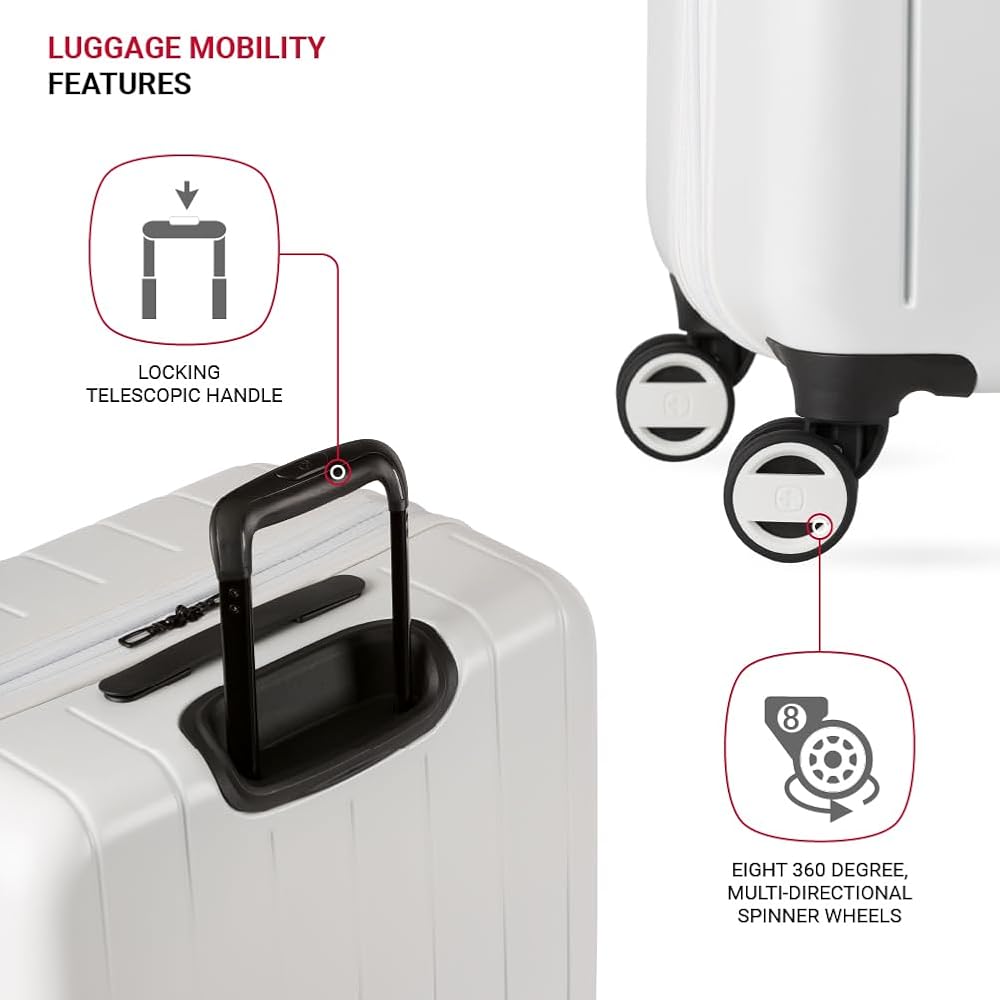 | SwissGear Wanderlust Pro Lightweight Expandable Spinner, White, 3-Piece Set (20/24/28) | Luggage