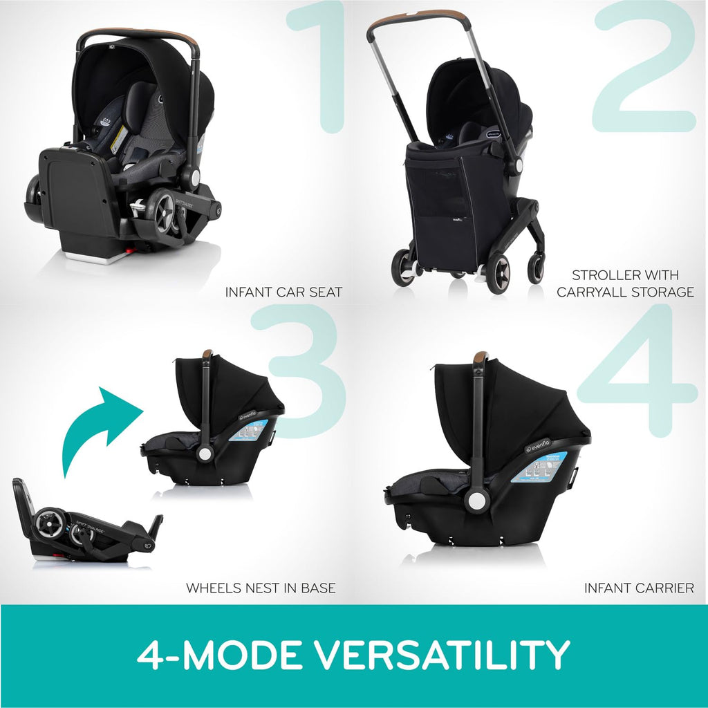 Evenflo Shyft DualRide Infant Car Seat and Stroller Combo w/Carryall Storage (Durham Green)