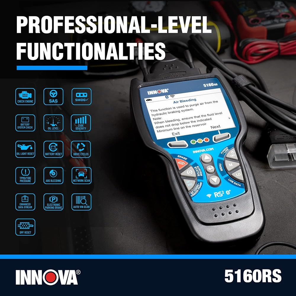INNOVA 5160RS, OBD2 Bidirectional Scan Tool, OE-Level All System Diagnostics, Reset Oil Light/Battery/EPB/SAS/DPF, Mechanic Recommended Fixes &amp; Parts, TSBs, 1yr Warranty, Free Updates