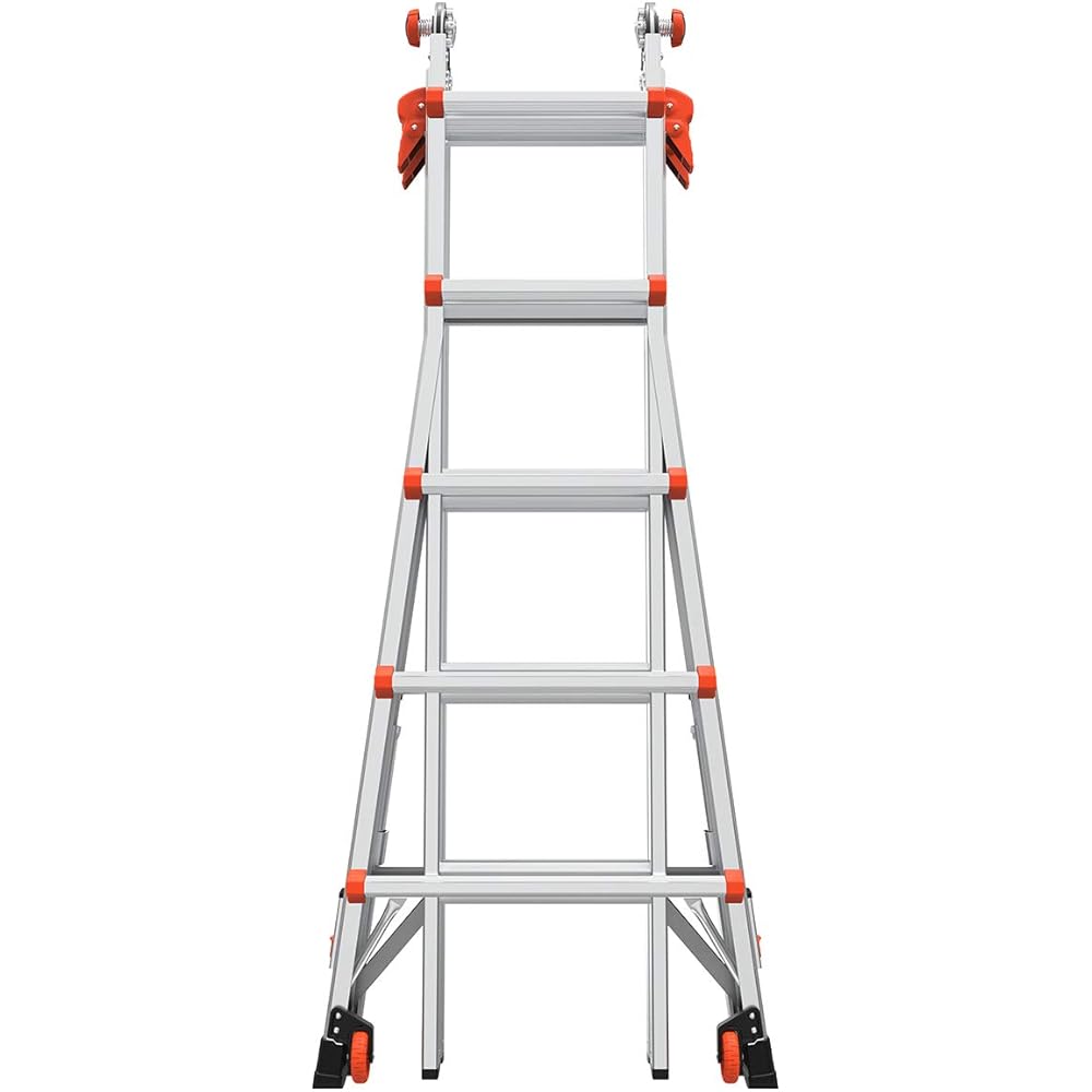 Little Giant Ladders Velocity, 22-Ft Folding Multi-Position Ladder, Aluminum, 300 lb Load Capacity, Type 1A Extra Heavy Duty, 22-Ft Reach, with Ratchet Levelers and Wheels (15422-801)