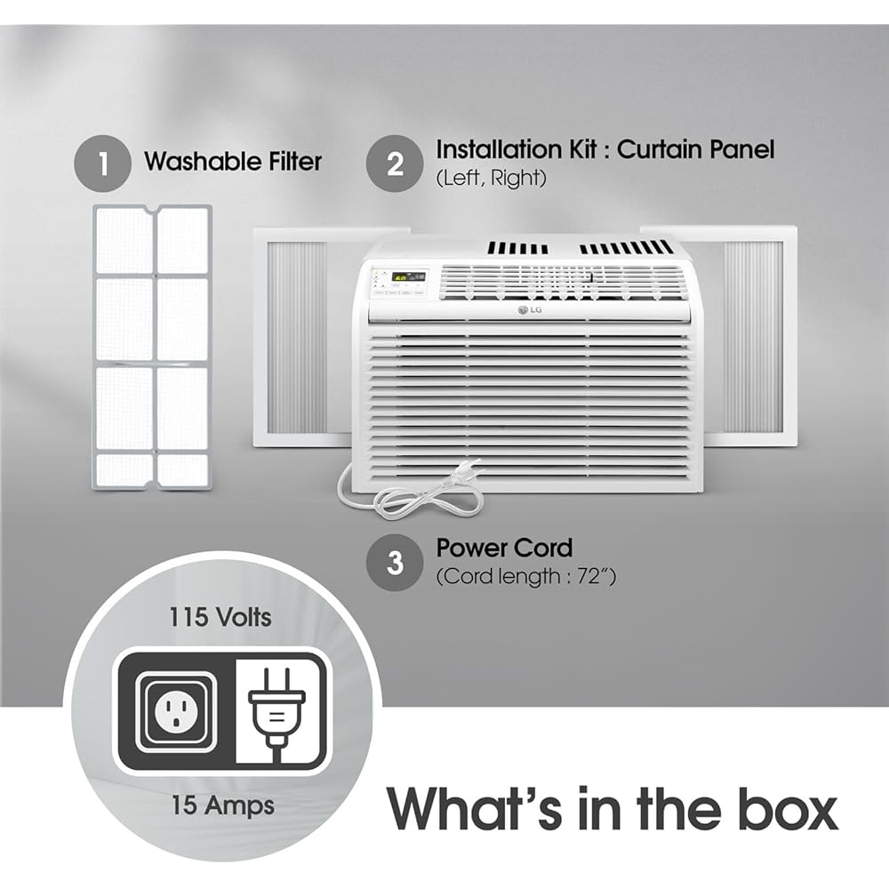 LG 6,000 BTU Window Air Conditioner Unit with Remote Control, 115V, White