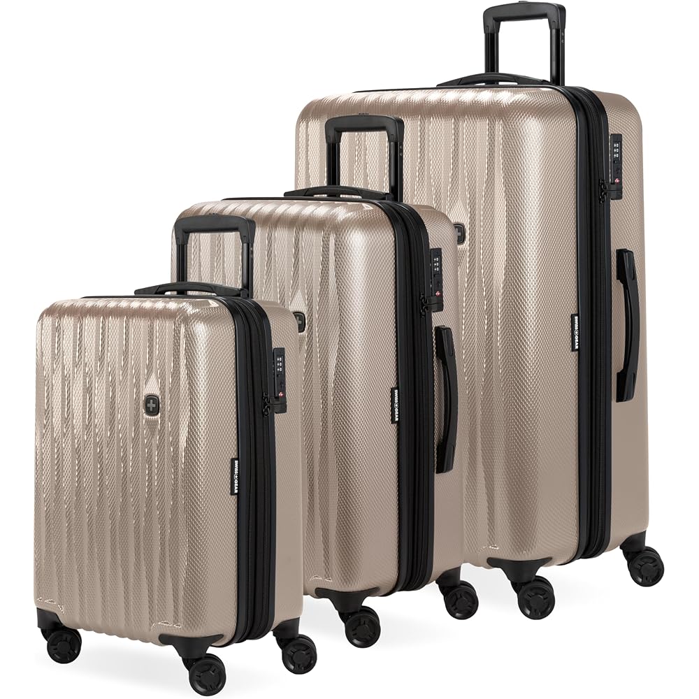 | SwissGear 7272 Energie Hardside Expandable Luggage with Spinner Wheels, Light Gold, 3-Piece Set (19/24/27) | Carry-Ons