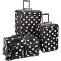 | Rockland Vara Softside 3-Piece Upright Luggage Set, Expandable,Black dot, (20/22/28) | Suitcases