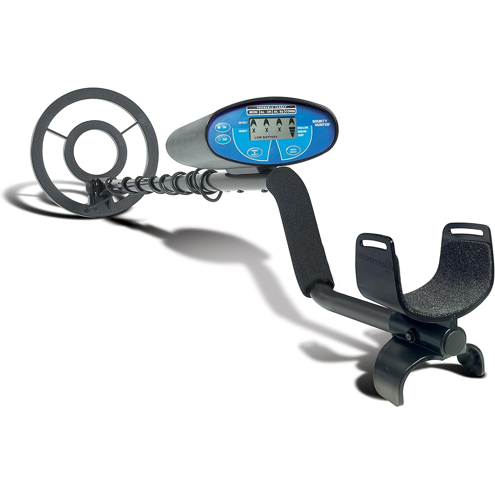 Bounty Hunter Quick Silver Metal Detector for Adults &amp; Kids, LCD Display, 8" Waterproof Coil, Target ID, Sensitivity Control, Bonus Pinpointer Included, Easy Treasure Hunting, Made in USA