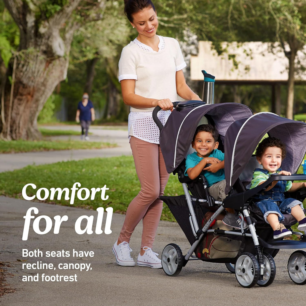 Graco DuoGlider Double Stroller | Lightweight Double Stroller with Tandem Seating, Glacier