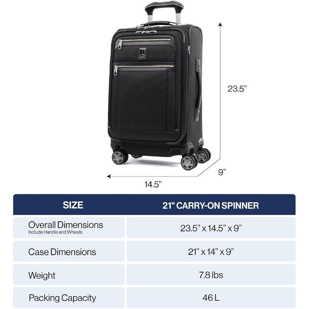 | Travelpro Platinum Elite Softside Expandable Carry on Luggage, 8 Wheel Spinner Suitcase, USB Port, Suiter, Men and Women, Vintage Grey, Carry On 21-Inch | Suitcases