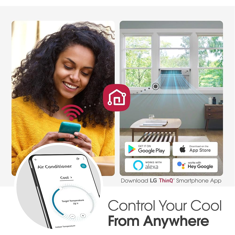 LG LW1024RSM 10,000 BTU Smart Wi-Fi Window Air Conditioner, 115V, White