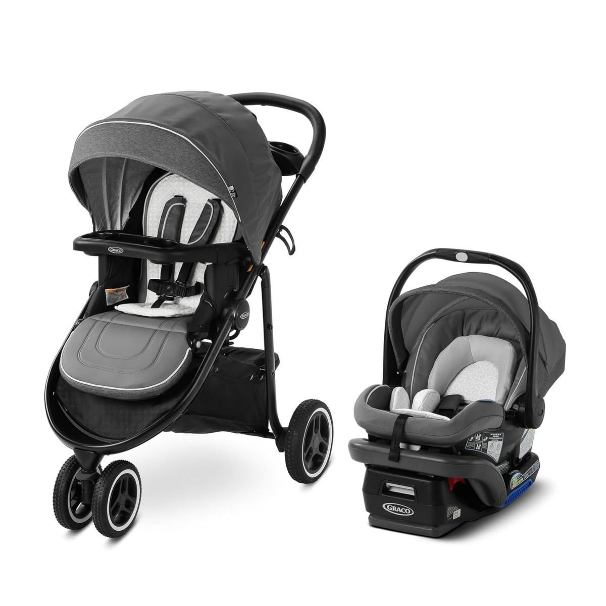 Graco Modes 3 Lite Platinum Travel System with Adjustable Reversible Seat, One Hand Fold, Lightweight Frame, and SnugRide SnugLock 35 DLX Infant Car Seat, Wit