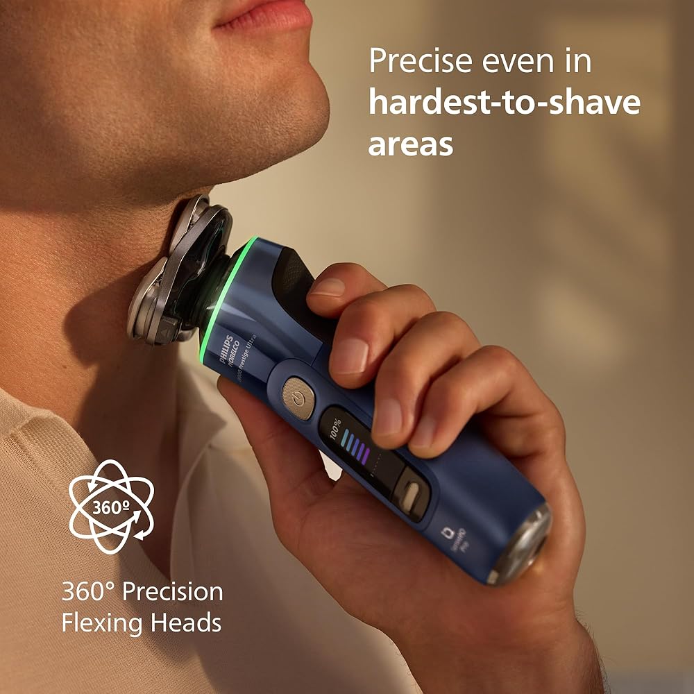 Philips Norelco Shaver i9000 Prestige Ultra, Wet &amp; Dry Electric Shaver, Adriatic, SenseIQ Pro Technology, Triple Lift &amp; Cut System, 360 Rotating NanoTech Precision Blades, Precision Trimmer, XP9401/92
