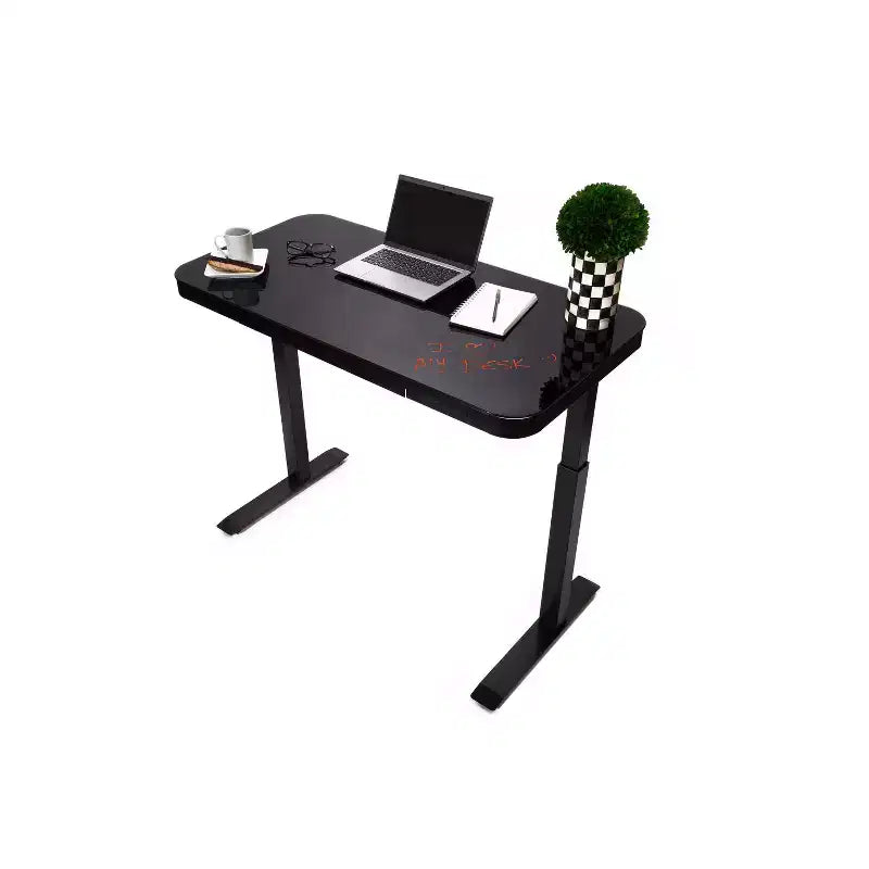 47 Airlift Tempered Glass Electric Standing Desktop Dual 2.4A USB Charging Port Height Adjustable - Seville Classics