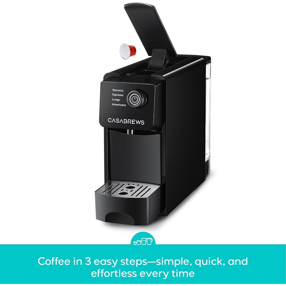 CASABREWS CM7036E Espresso Machine for Nespresso Original Pods, 20 Bar Compact Capsule Coffee Machine with 21 oz Removable Water Tank and 4 Brewing Modes, Mini Espresso Maker for Home or Office, Black