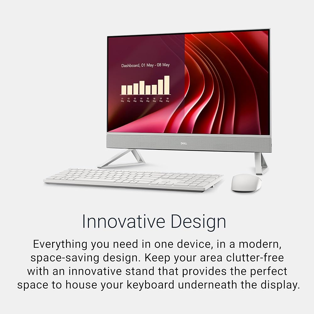 Dell 24 All-in-One Desktop ec24250-23.8-inch FHD Display, Intel Core 3 Processor 100U, Intel Graphics, 8GB DDR5 RAM, 512GB SSD, Windows 11 Home, Onsite Service+6 Months Retail Migrate White