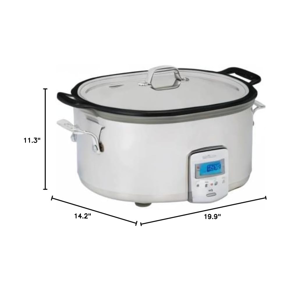 All-Clad Stainless Steel Electric Slow Cooker 7-Quart, Programmable LCD Timer, Aluminum Insert, Slow Cookers, Small Kitchen Appliances, Silver