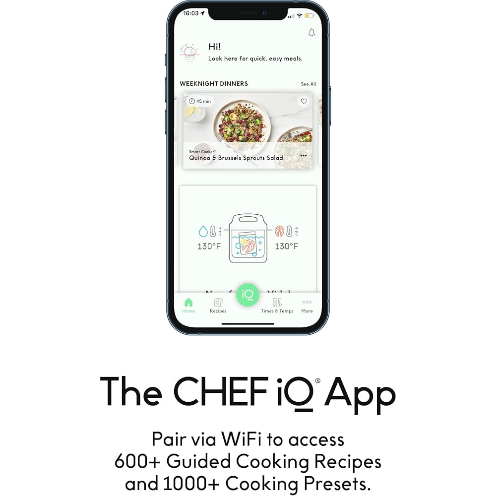 CHEF iQ Smart Pressure Cooker with WiFi and Built-in Scale Easy-to-Use 10-in-1 Multicooker with 500+ Guided Recipes Rice Cooker, Slow Cooker, Instant Meals for Foodies 6 Quart Family Size