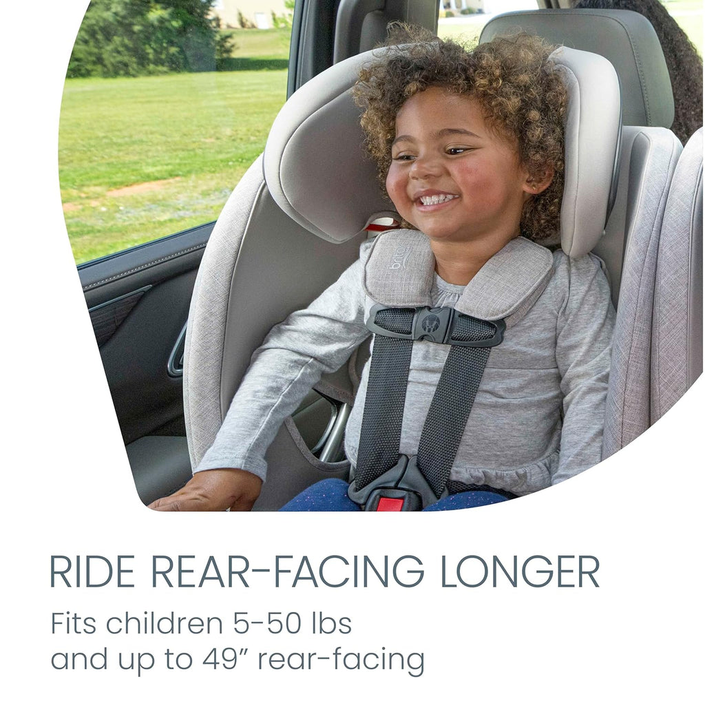 Britax One4Life Slim All-in-One Car Seat, 10 Years of Use, 17.5” SpaceSaver Design, Converts from Rear-Facing Infant Car Seat to Forward-Facing Booster Seat, ClickTight Installation, Mineral Gray