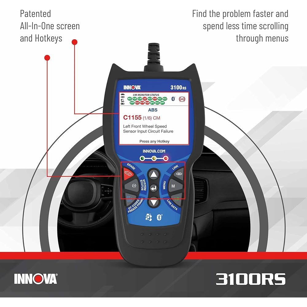 INNOVA 3100RS, OBD2 Scanner, ABS SRS Airbag Scan Tool with Airbag Light &amp; Oil Light Reset, Stream Graph &amp; Record Live Data, Get Suggested Repair &amp; Parts on iPhone or Android