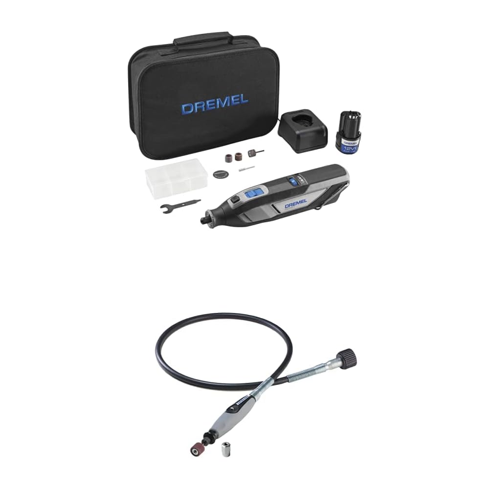 Dremel 8240 12V Cordless Rotary Tool Kit with Variable Speed and Comfort Grip &amp; Flex Shaft Rotary Tool Attachment Ideal for Detail Work, Metal Engraving and Wood Carving