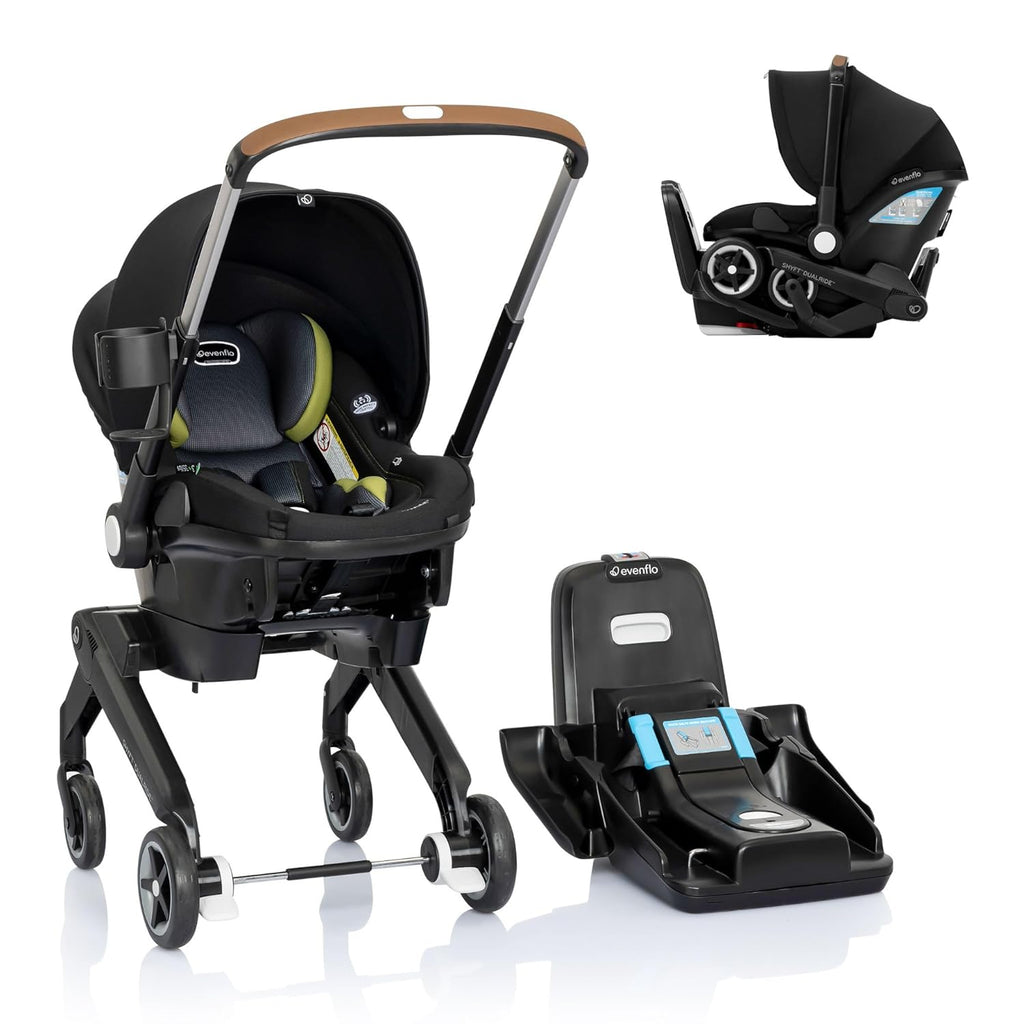Evenflo Shyft DualRide Infant Car Seat and Stroller Combo w/Carryall Storage (Durham Green)