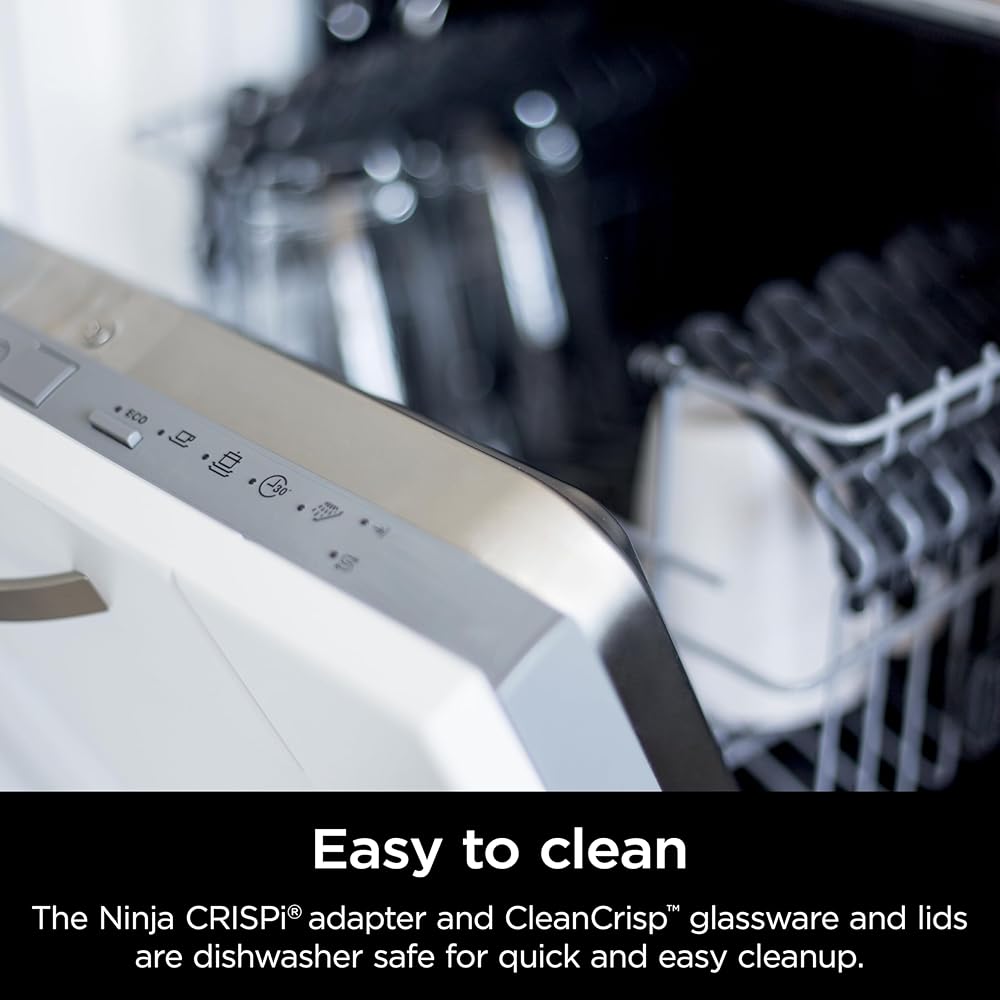 Ninja Crispi 4-in-1 Portable Glass Air Fryer Cooking System, 1500W, 4QT &amp; 6-Cup TempWare Glass Containers with Storage Lids, Microwave, Freezer &amp; Dishwasher Safe, Cyberspace Gray, FN101GY