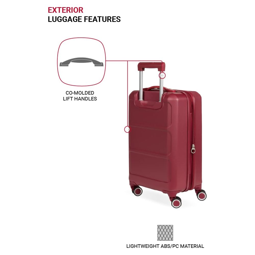 | SwissGear 8090 Hardside Expandable Luggage with Spinner Wheels, Burgundy, 3-Piece Set (20/24/28) | Suitcases
