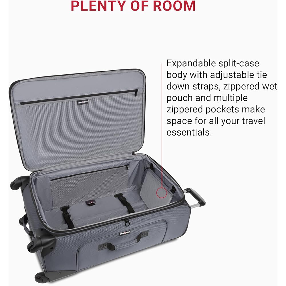 | SwissGear Sion Softside Expandable Luggage, Dark Grey, 3-Piece Set (21/25/29) | Carry-Ons