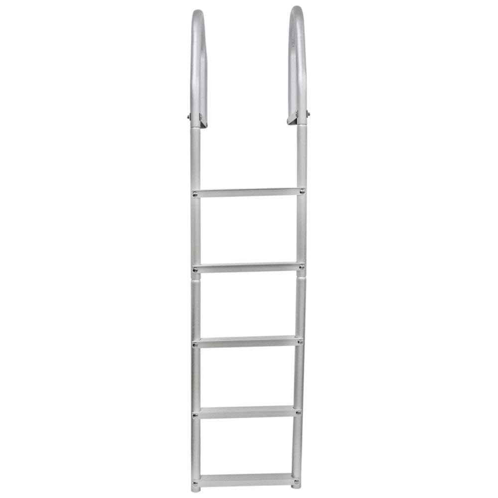 Extreme Max 3005.4108 Heavy-Duty Aluminum Weld-Free Fixed Dock Ladder with Comfort Use Round Tube Frame 5-Step, 300 lbs. Weight Capacity