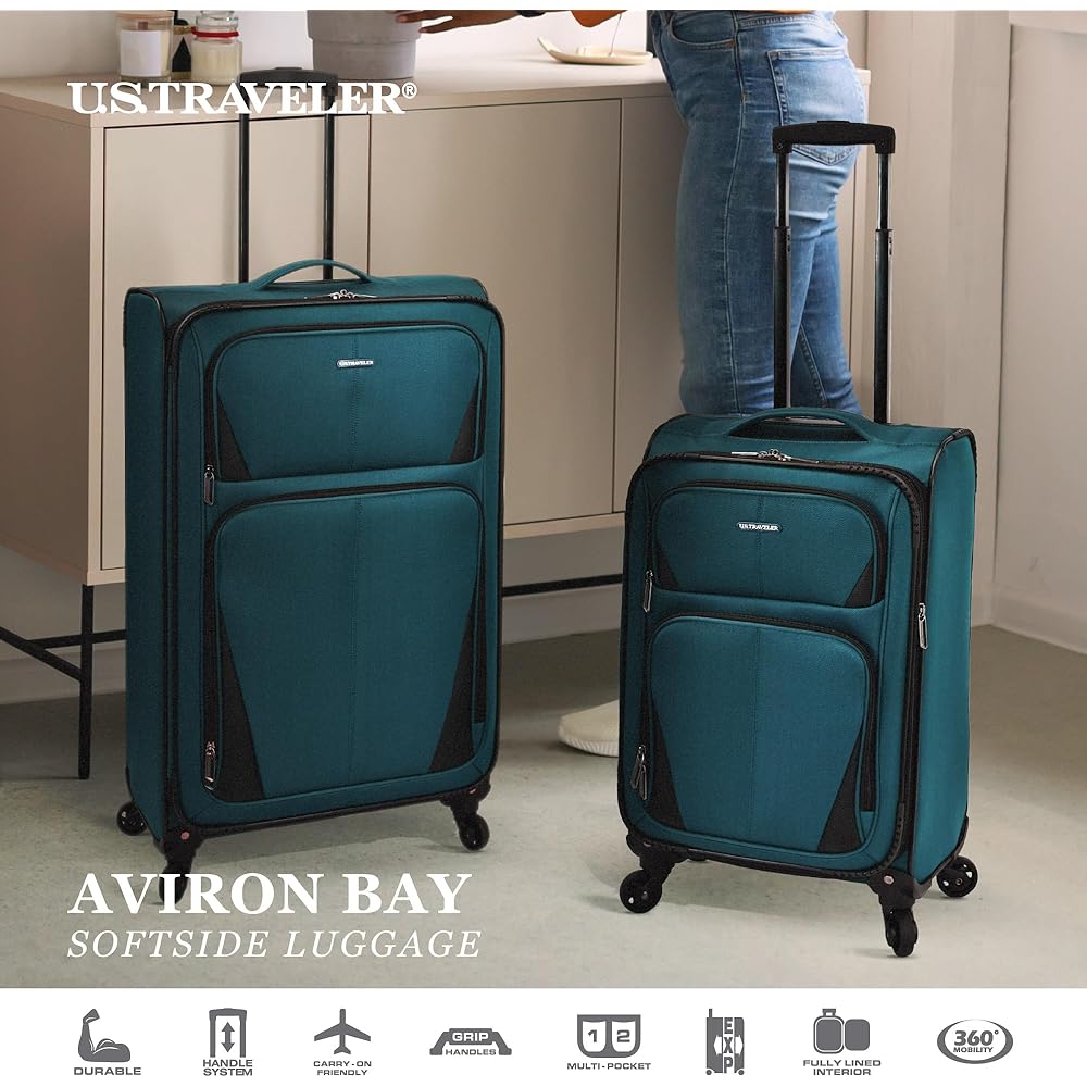 | U.S. Traveler Aviron Bay Expandable Softside Spinner Wheels, Navy, 3 Piece Luggage | Suitcases