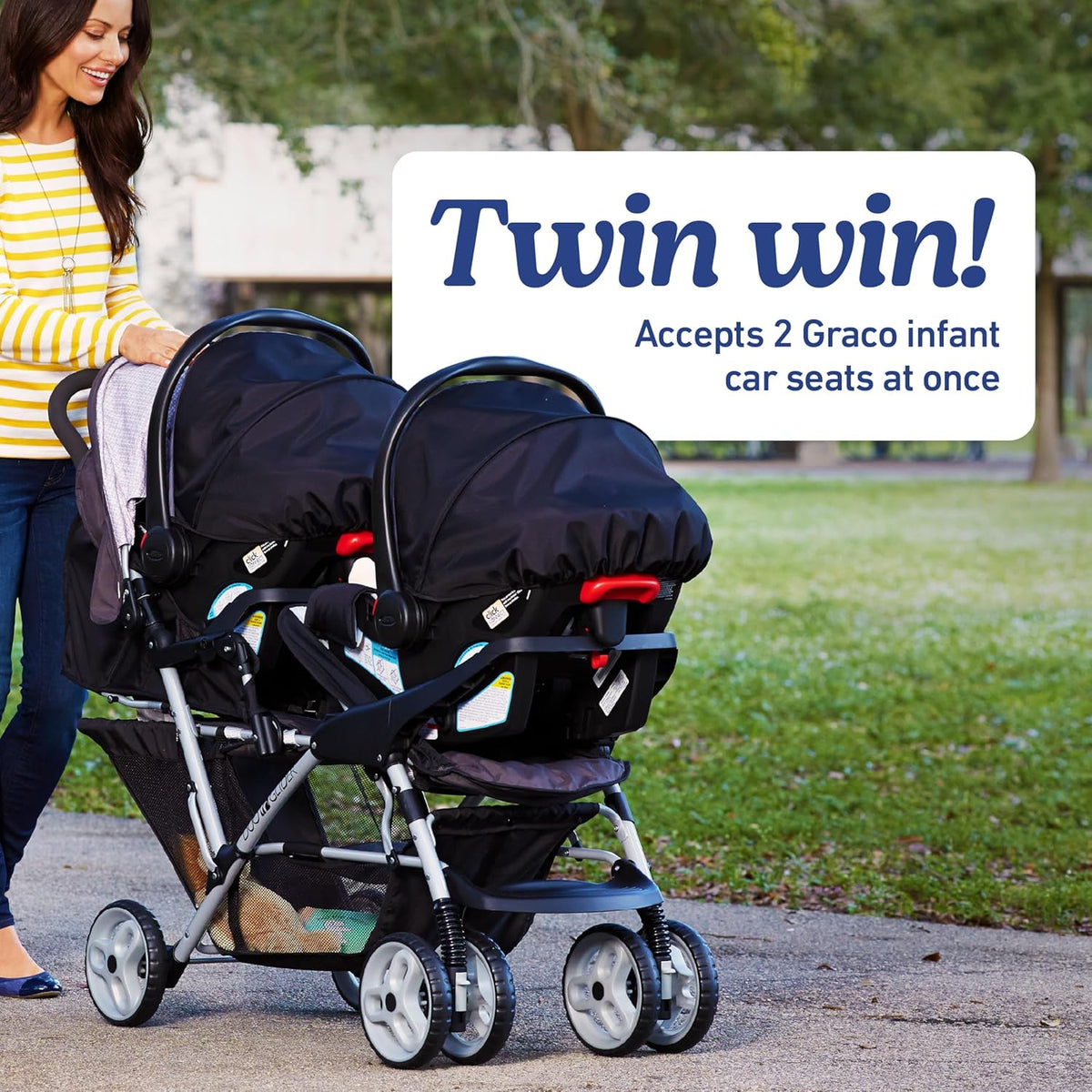 Graco DuoGlider Double Stroller | Lightweight Double Stroller with Tandem Seating, Glacier