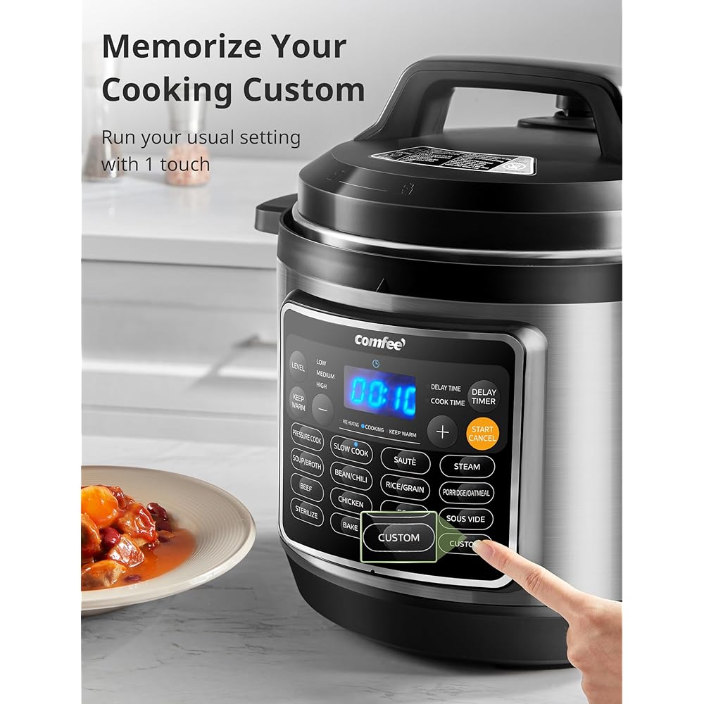 COMFEE’ 16 in 1 Electric Pressure Cooker Instant Multi Cooker Olla de Presion Non-Stick Pot Yogurt Maker Rice Cooker Slow Cooker Sauté Steamer 8 Quarts for Family Feast