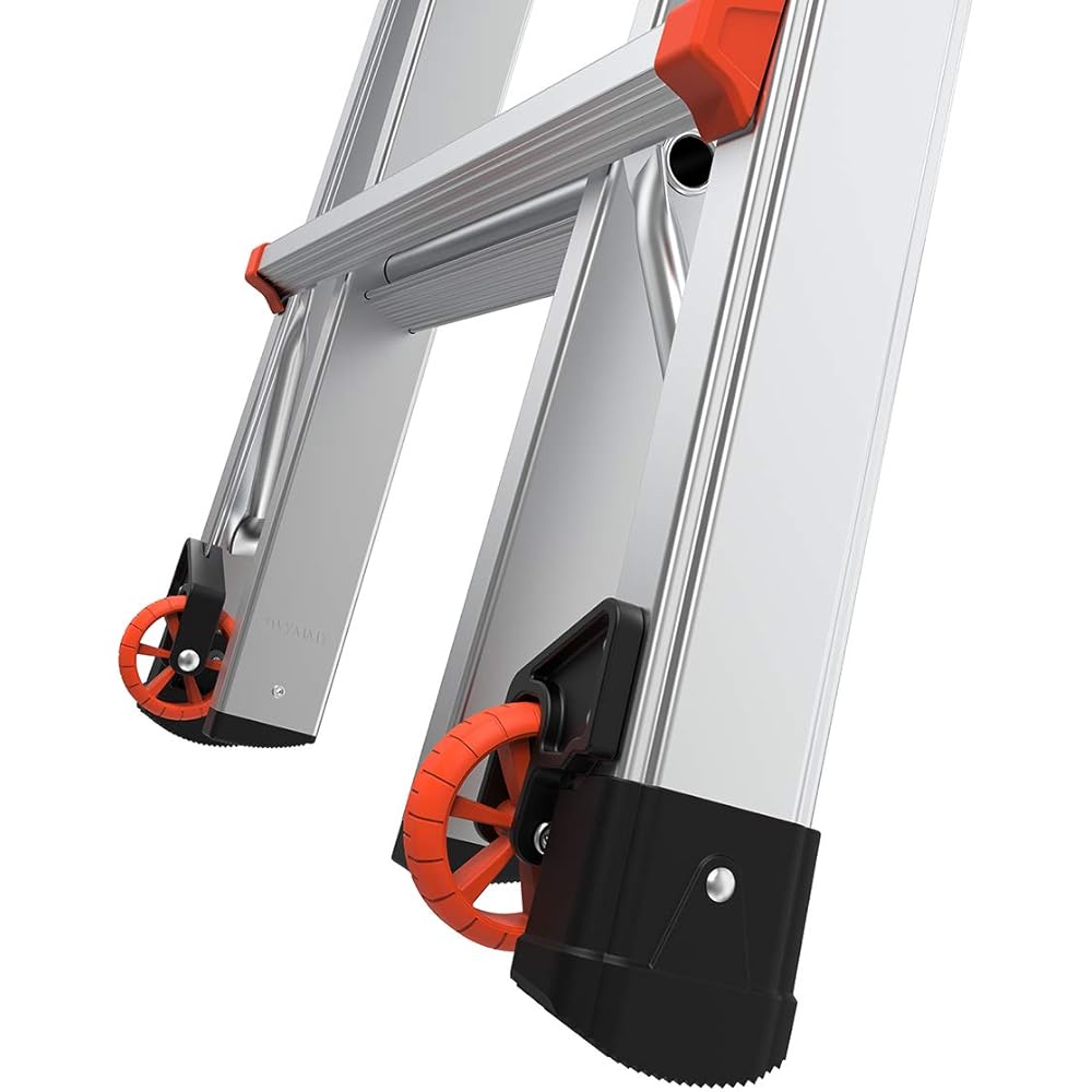 Little Giant Ladders Velocity, 22-Ft Folding Multi-Position Ladder, Aluminum, 300 lb Load Capacity, Type 1A Extra Heavy Duty, 22-Ft Reach, with Ratchet Levelers and Wheels (15422-801)